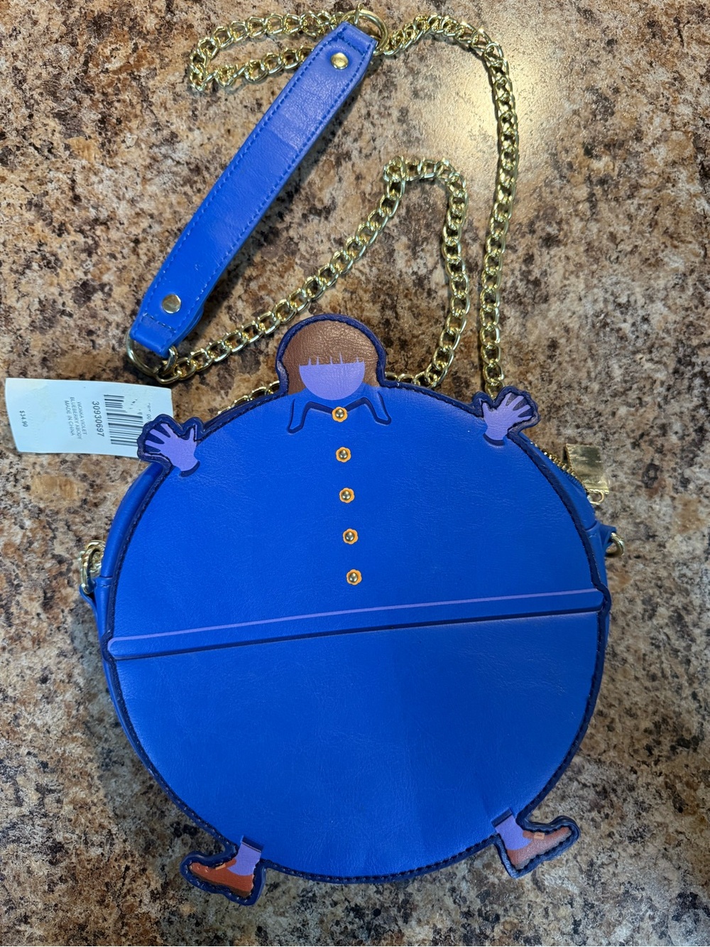 NWT Hot Topic Willy Wonka Violet Beauregarde Blueberry Crossbody Bag